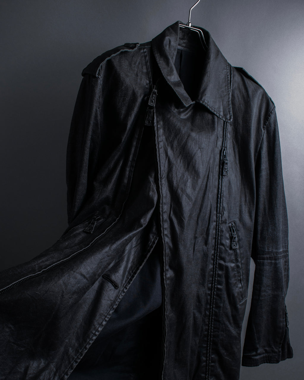 "JEAN PAUL GAULTIER" Firm finish double-zip belted mid-length coat
