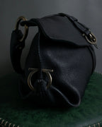 "Salvatore Ferragamo" Gancini reconstructed design shrink leather bag