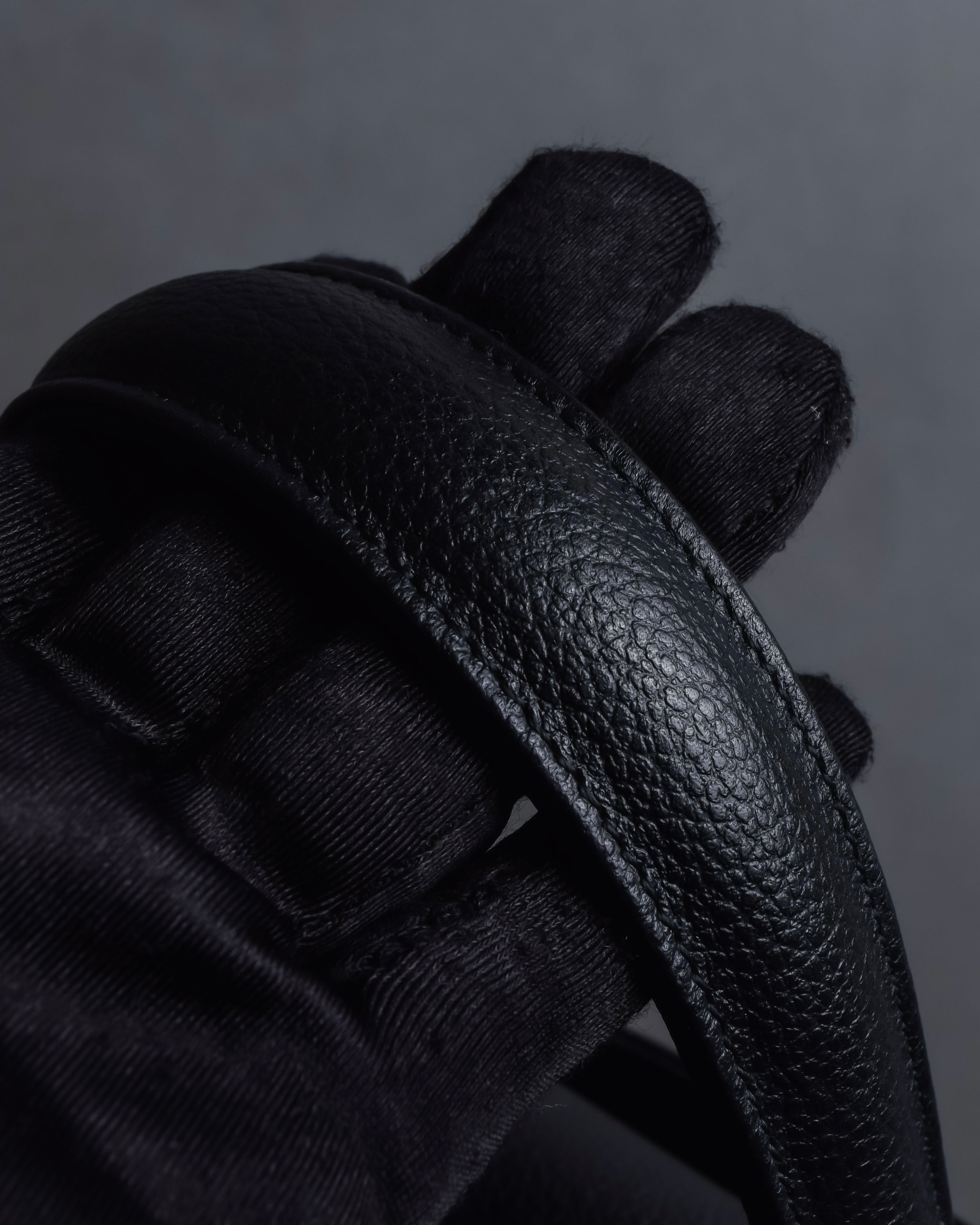 "YVES SAINT LAURENT" Hand stitched design trapezoid leather bag