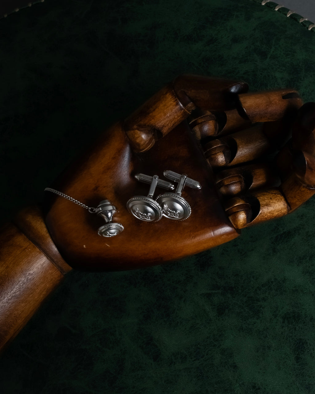 "BURBERRYS" Equestrian Knight engraved silver cufflinks