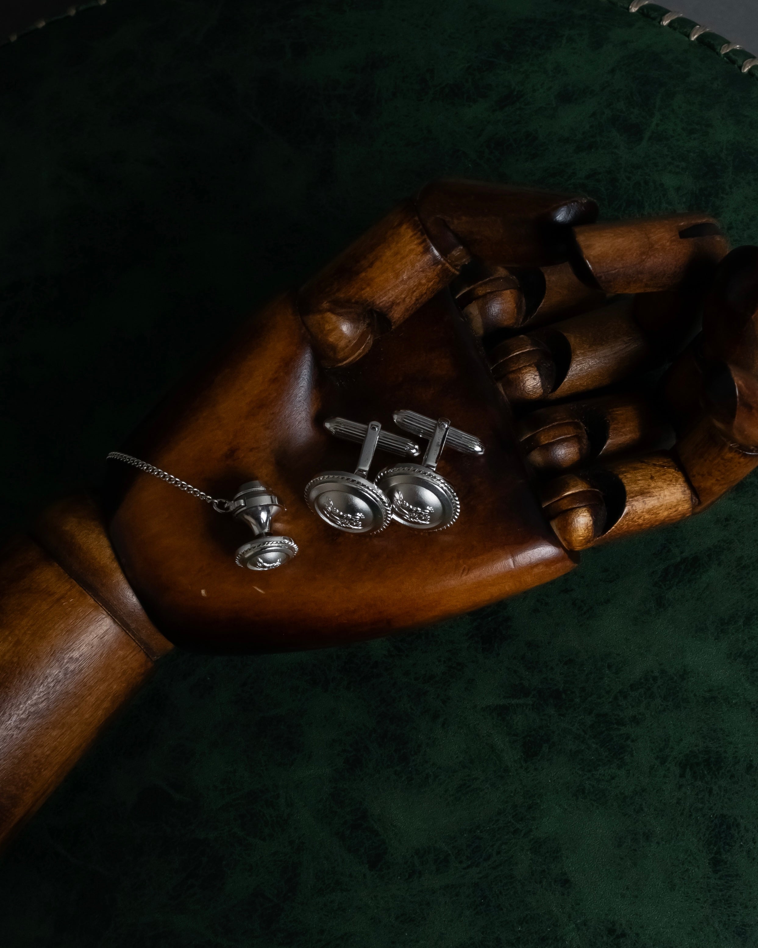 "BURBERRYS" Equestrian Knight engraved silver cufflinks