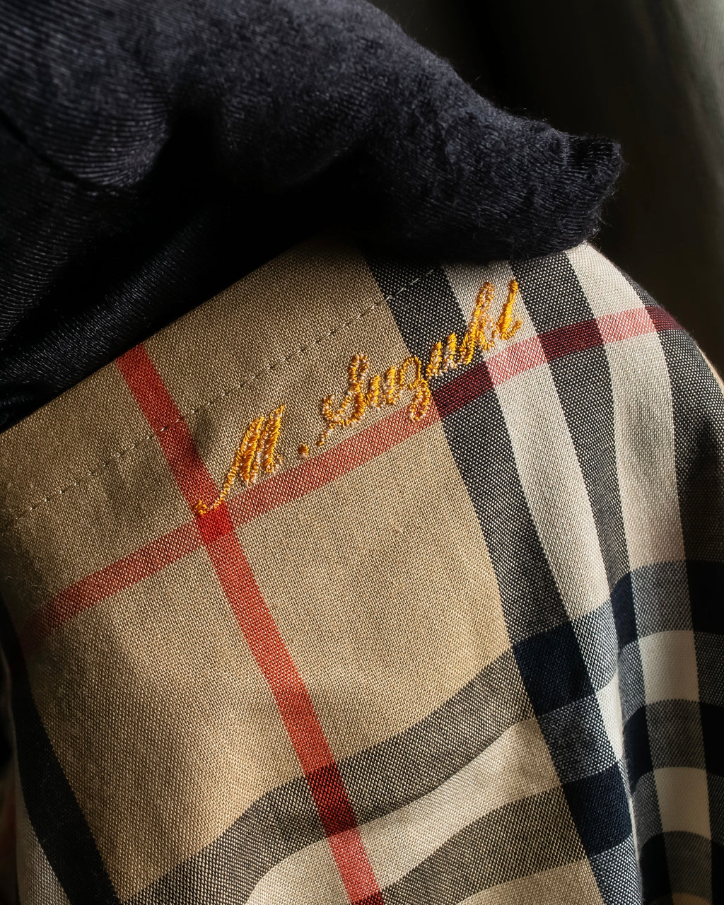 "Burberrys" Dark khaki belted trench coat