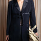 "Karl Lagerfeld" Front ribbon design separate fabric switching long tailored jacket