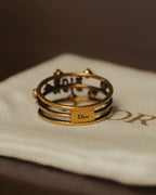 “Christian Dior” 00’s Crystal embellished Dior logo multi band ring