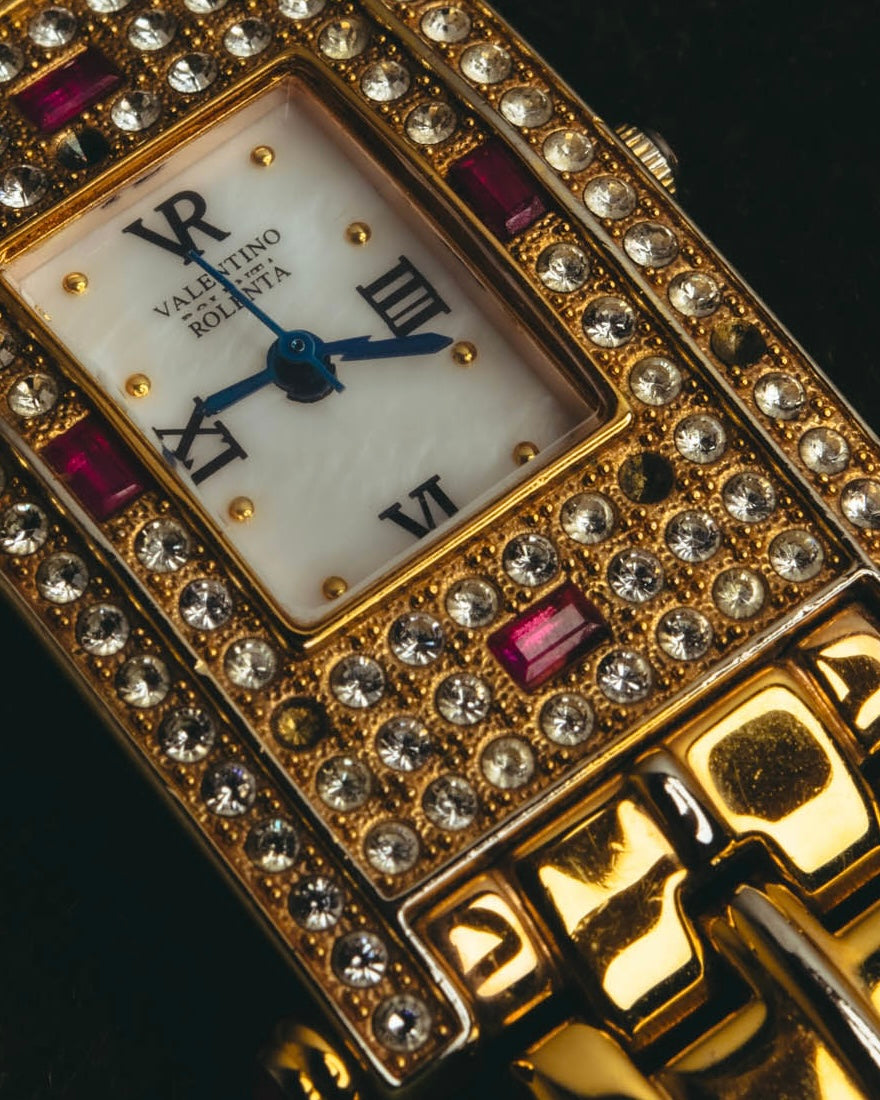 "VALENTINO ROLENTA" 90's-00's Decorative rhinestone quartz watch