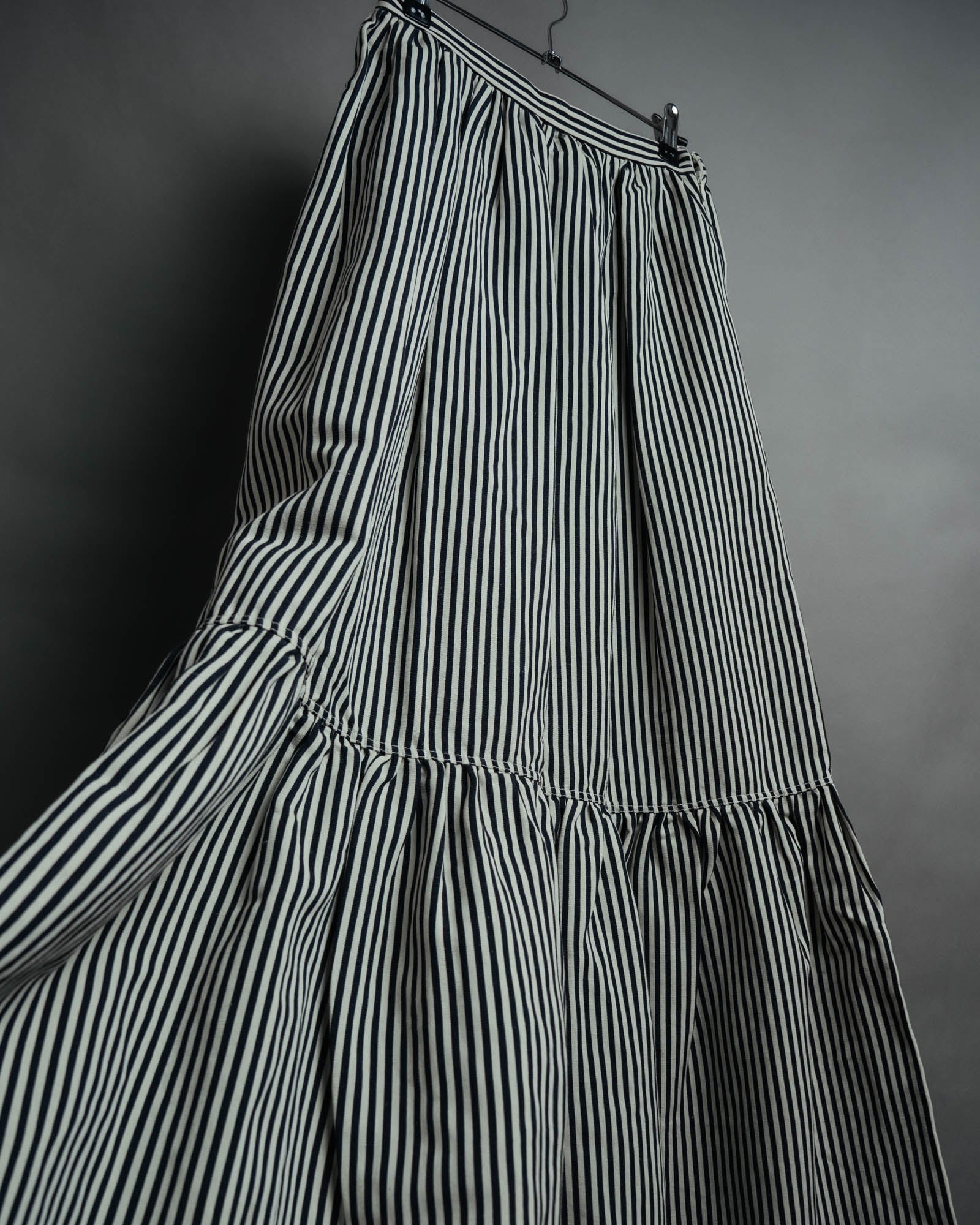 -SPECIAL- “Christian Dior” 2021 cruise striped linen silk tiered skirt