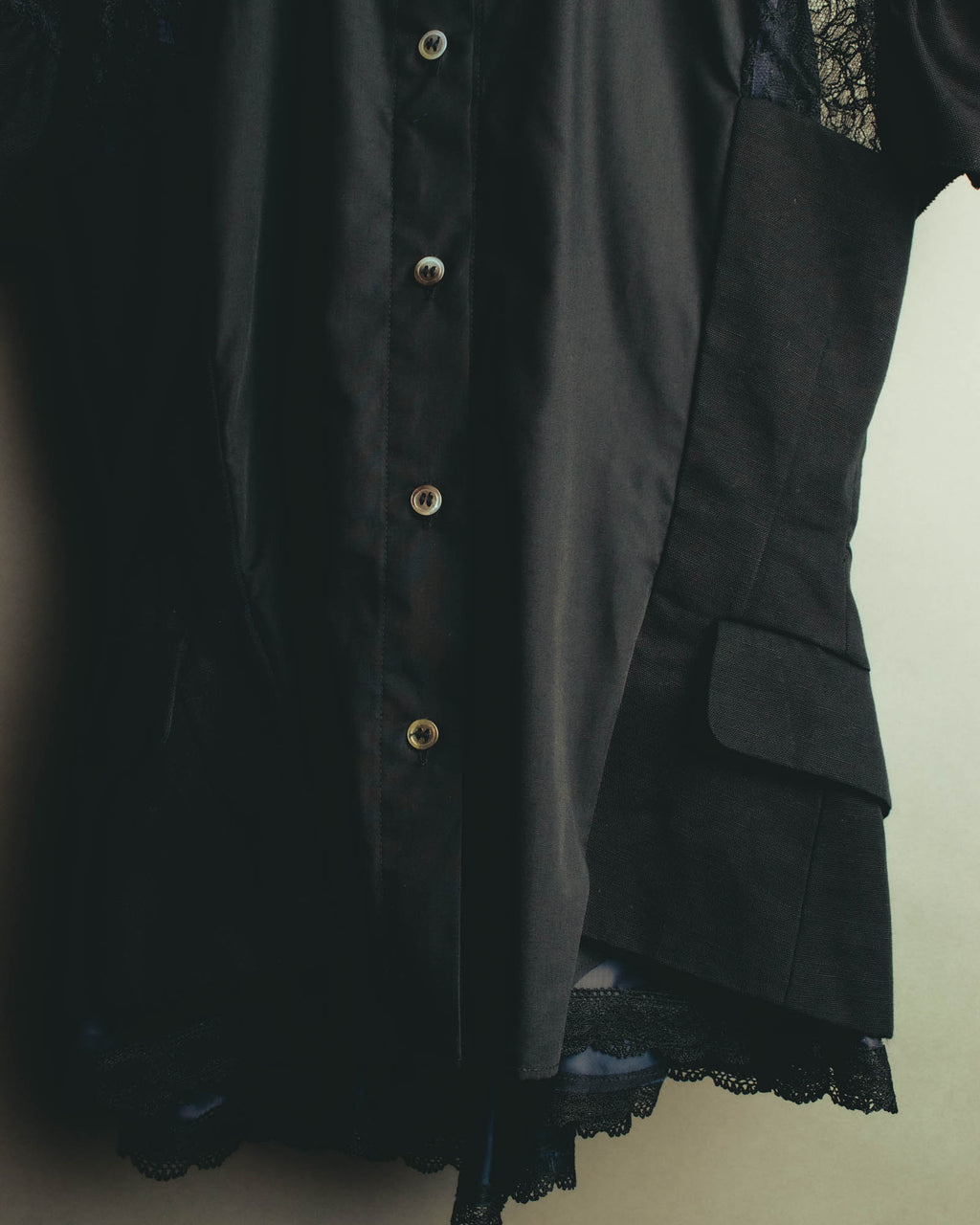 "sacai" 10's Layered lace-panel shirt blouse