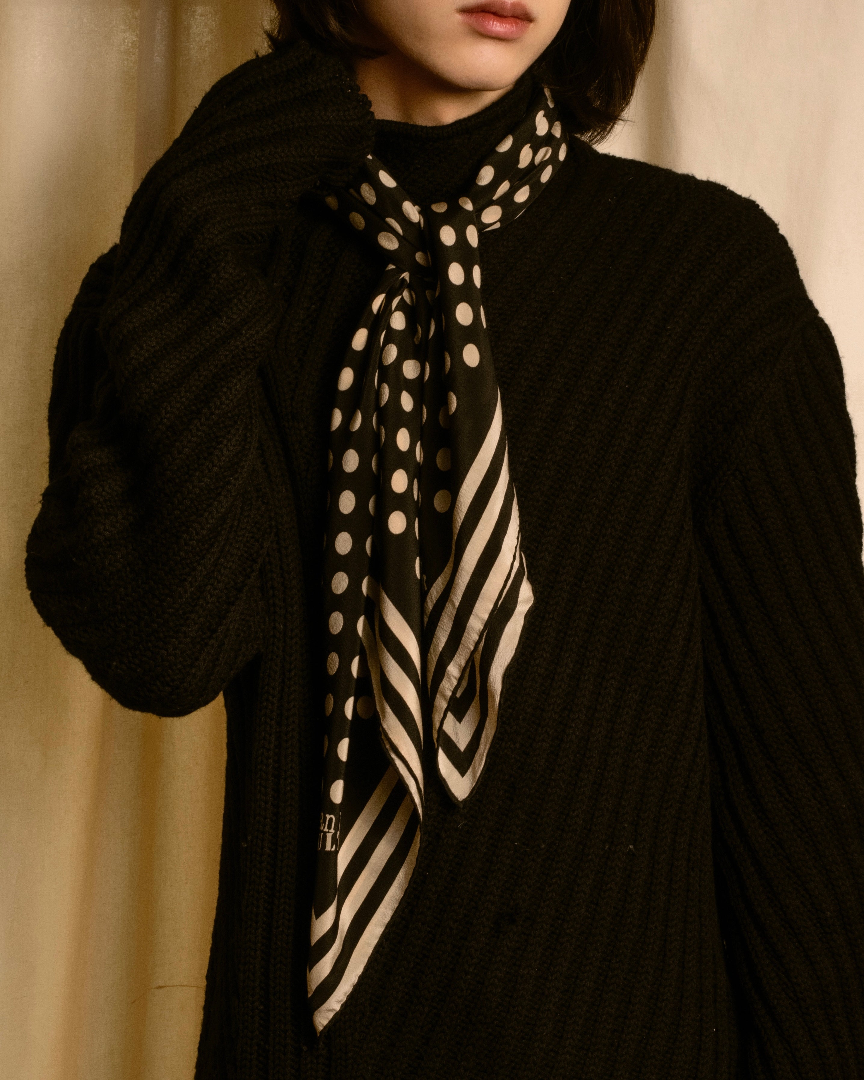 "JEAN PAUL GAULTIER" Classical dot pattern silk scarf