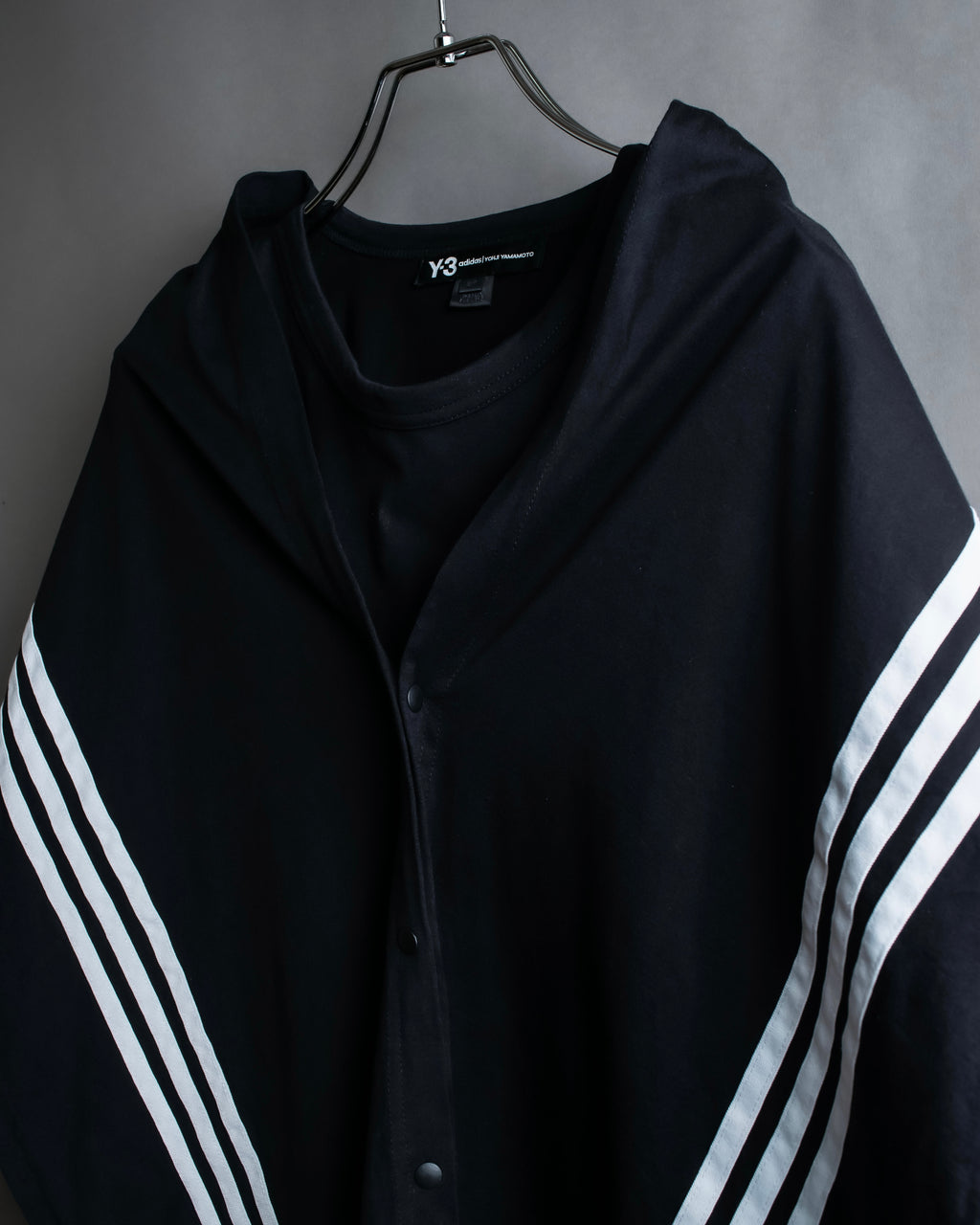 "Y-3" Asymmetrical three-stripes wrap dress