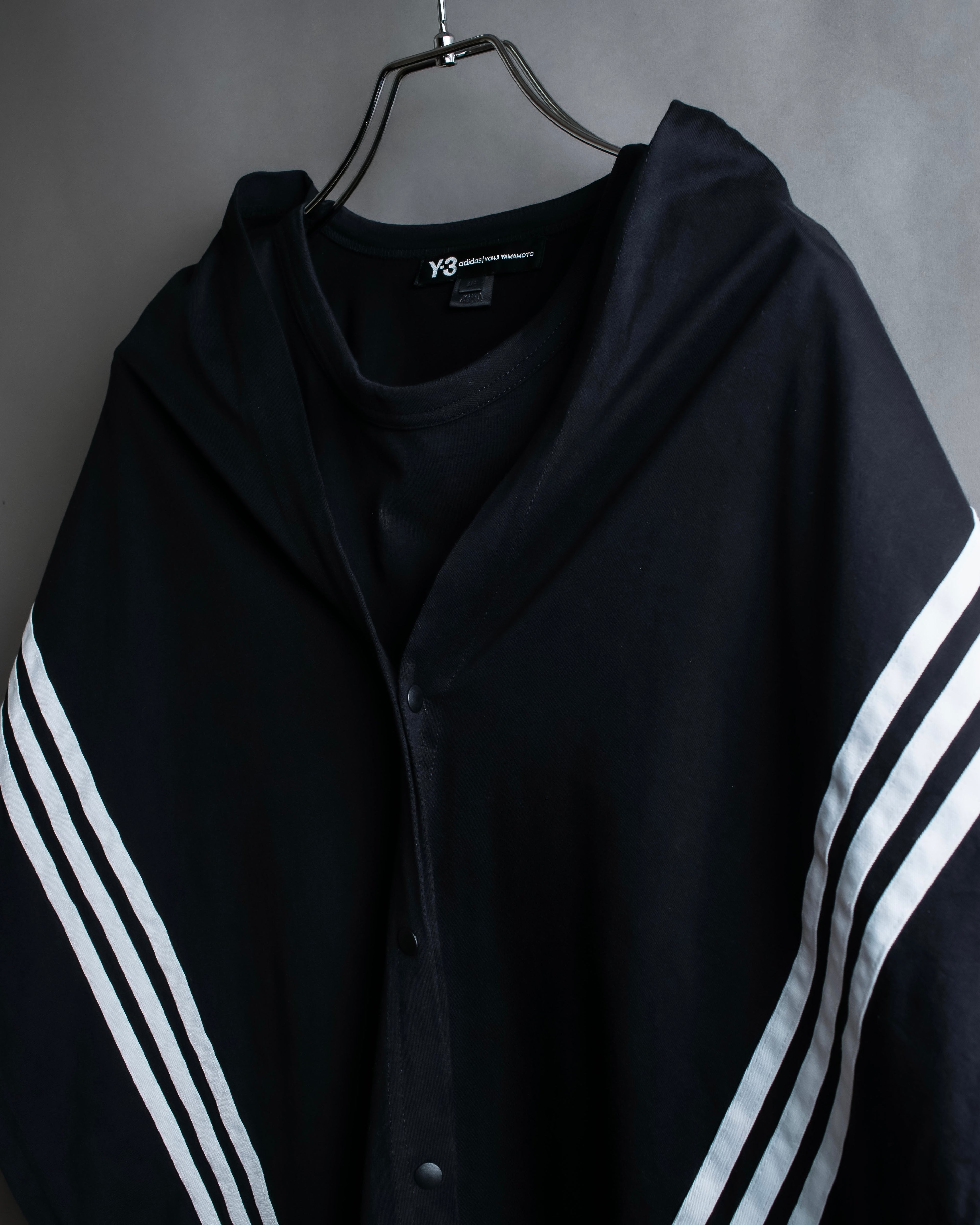 "Y-3" Asymmetrical three-stripes wrap dress