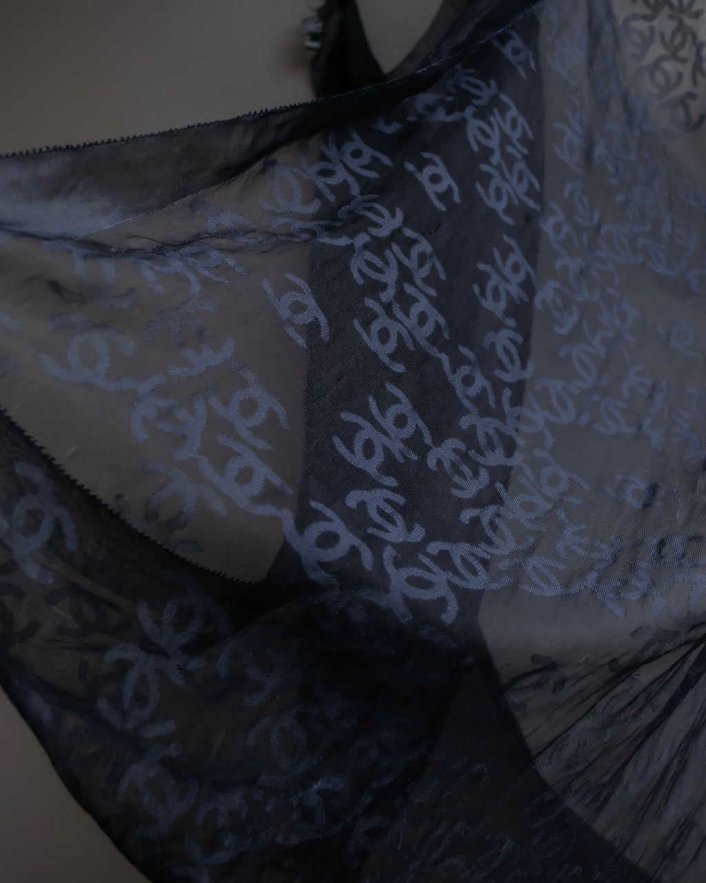 "CHANEL" Coco Mark scattered sheer large scarf