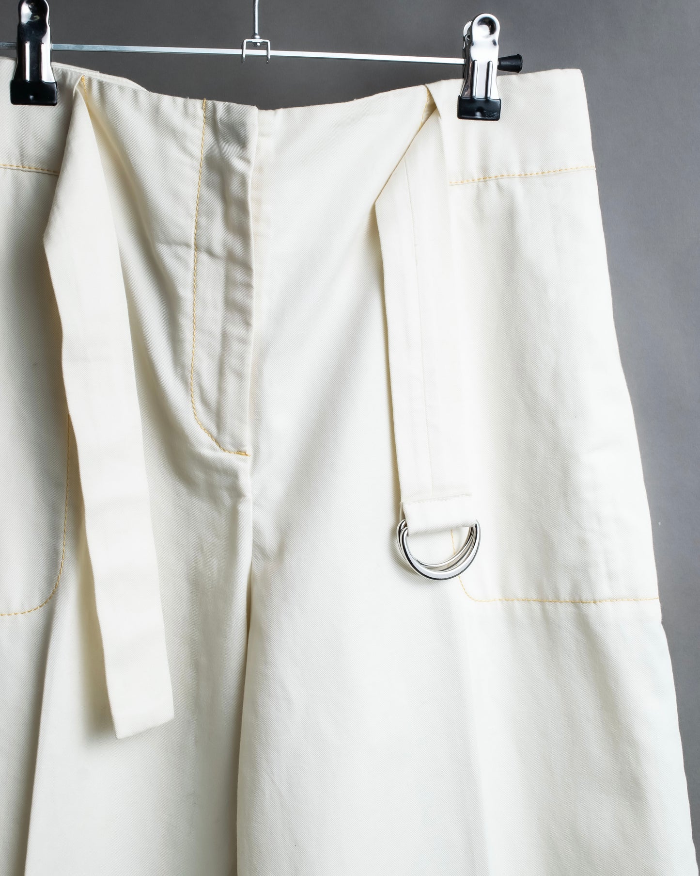 "MAISON MARGIELA" Wide flare silhouette belted cotton linen pants