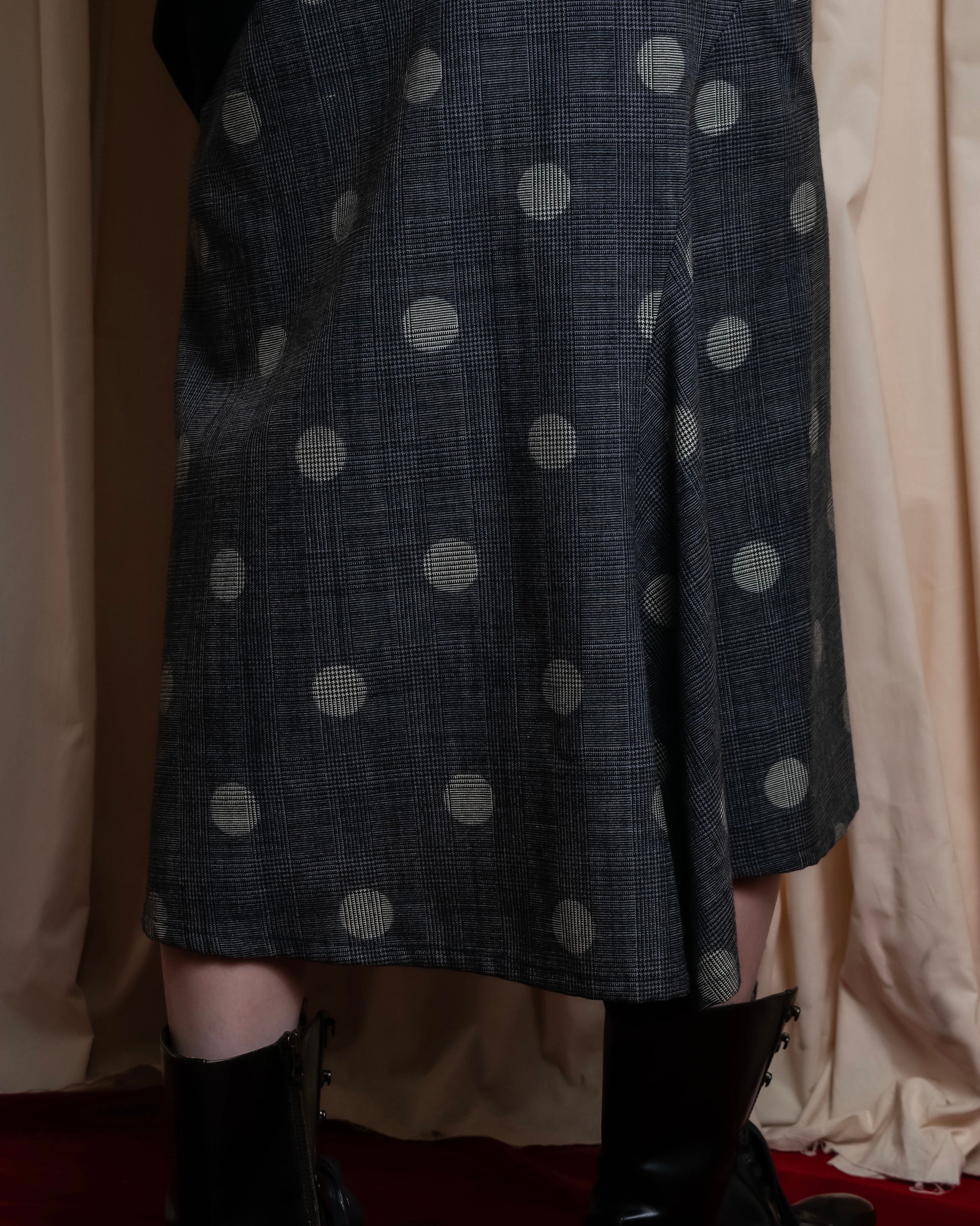 "YOHJI YAMAMOTO +NOIR" Large polka dot pattern flared skirt