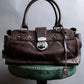 "Max Mara" Silver accents diamond shaped stitching leather boston bag