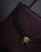 "YVES SAINT LAURENT" Diamond trim design 2way leather handle bag