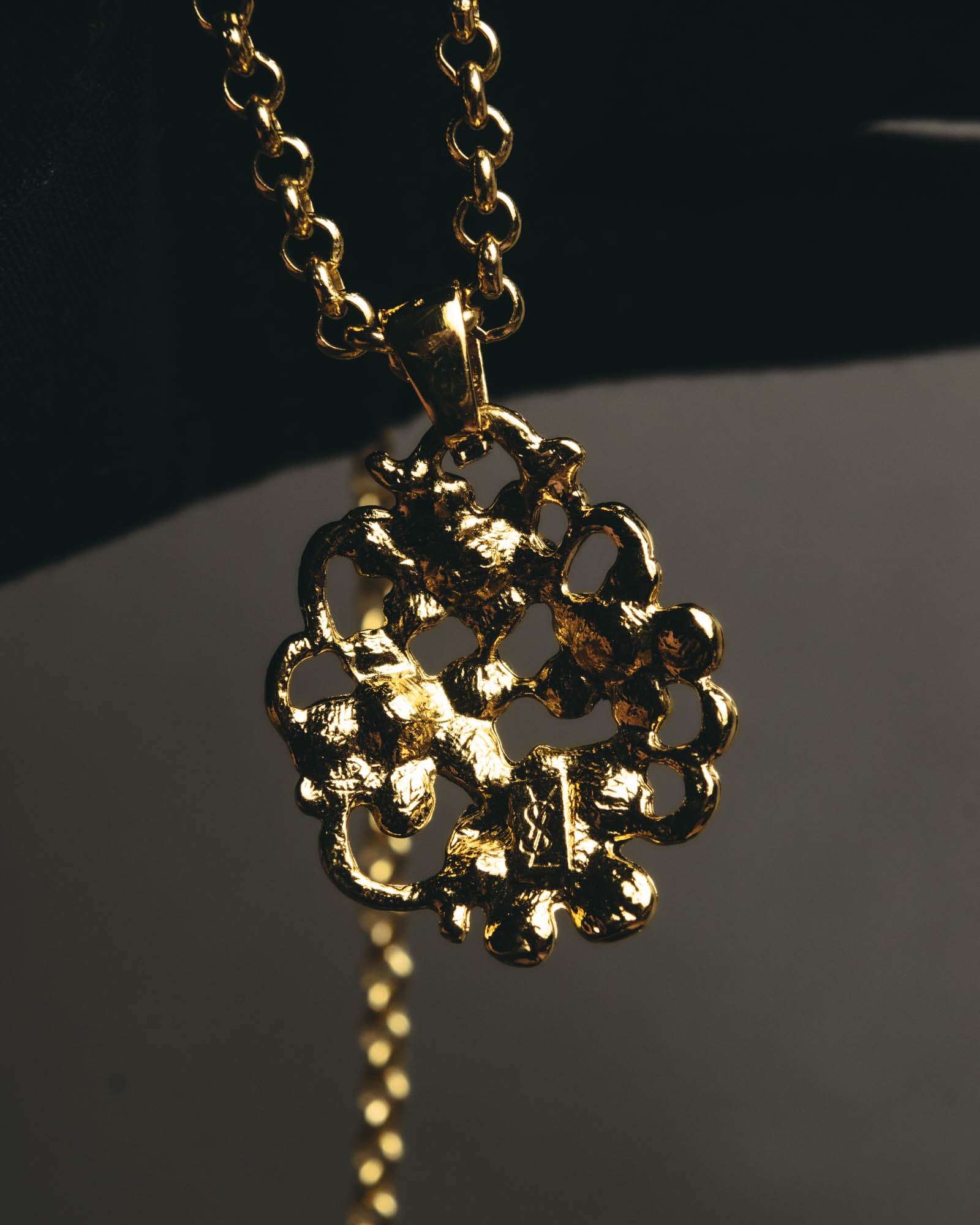 "Yves Saint Laurent" 80's-90's Sculptural floral pendant necklace