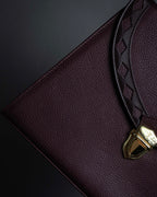 "YVES SAINT LAURENT" Diamond trim design 2way leather handle bag