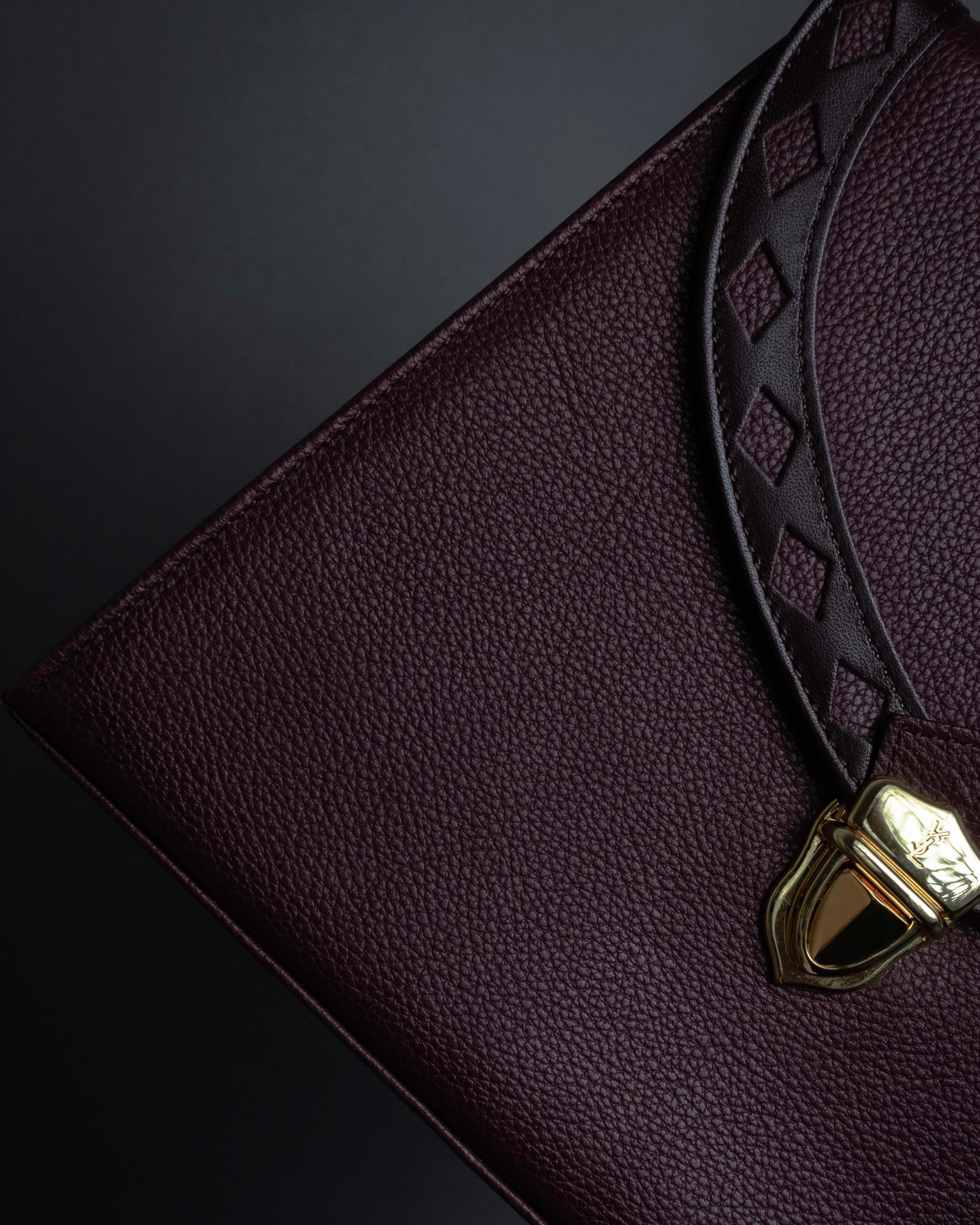 "YVES SAINT LAURENT" Diamond trim design 2way leather handle bag