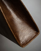 "YVES SAINT LAURENT" Flap design lizard embossed leather hand bag