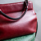 "BVLGARI" Marble motif burgundy color leather shoulder bag