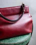 "BVLGARI" Marble motif burgundy color leather shoulder bag
