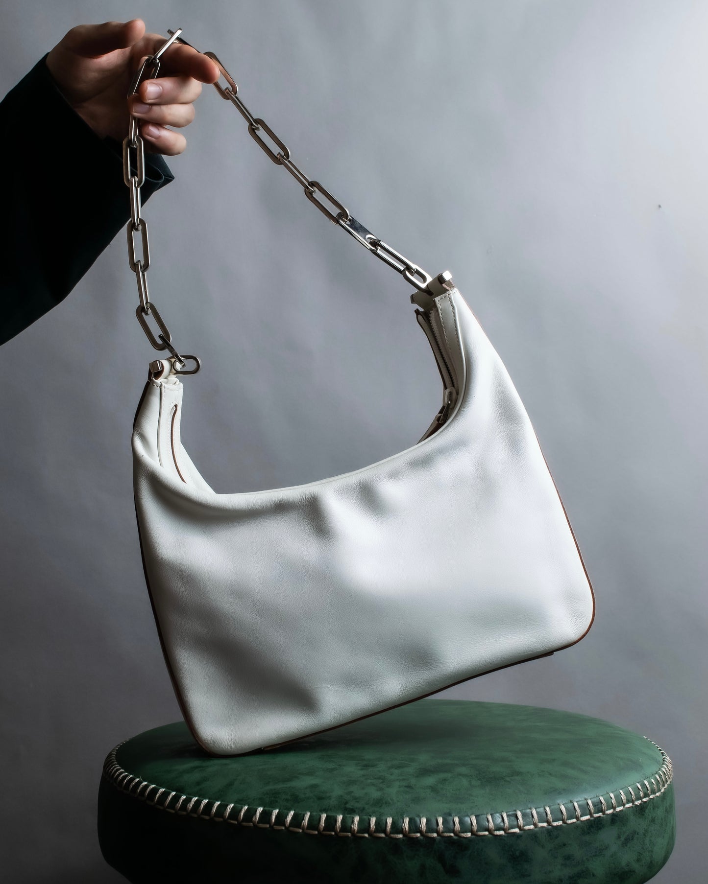 "GUCCI" Silver chain one handle shoulder bag