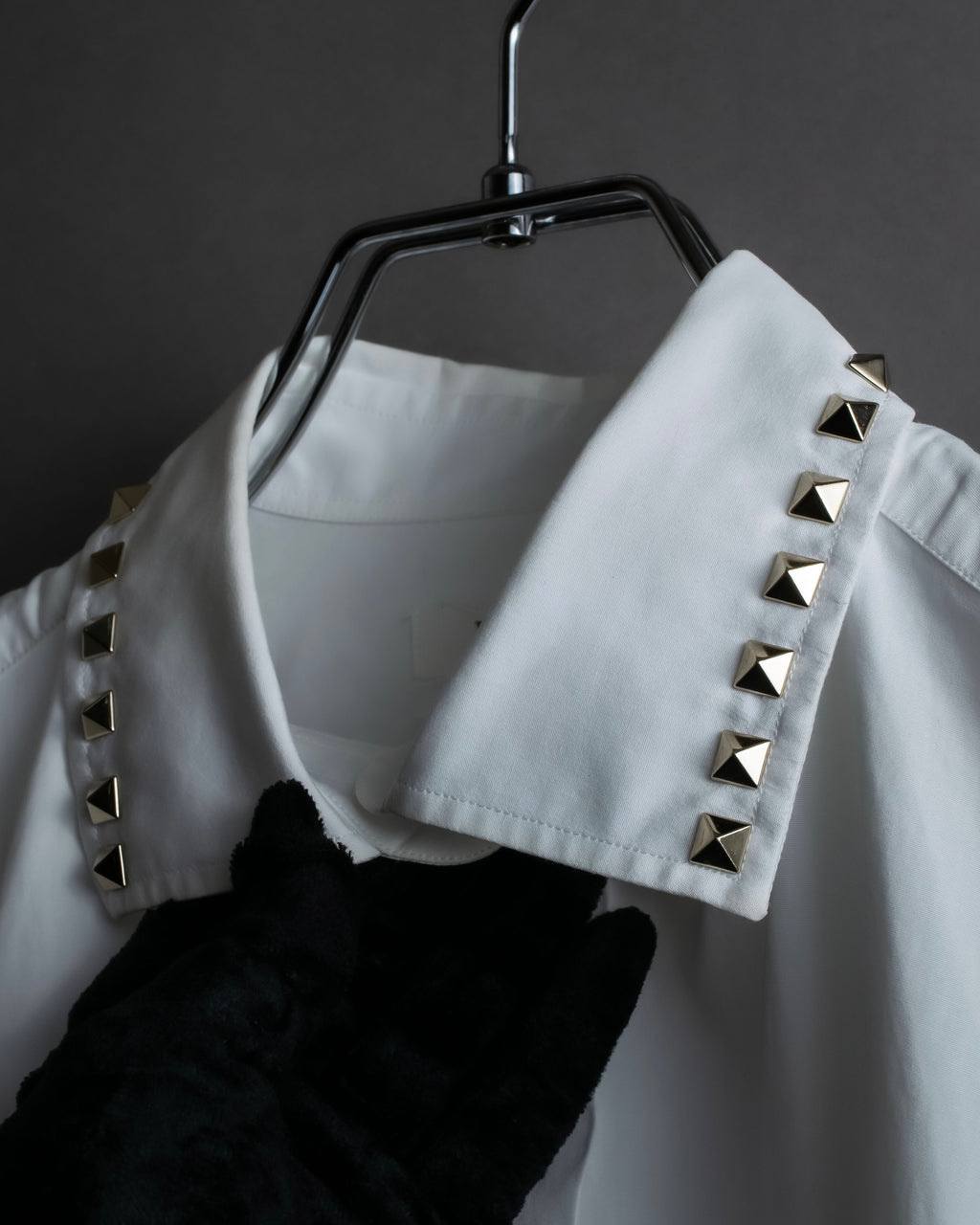 "VALENTINO" Stud detail collar white cotton shirt