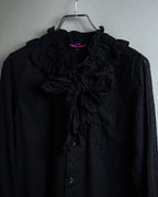 "tricot COMME des GARCONS"  80's Tiered ruffle design, dotted sheer blouse