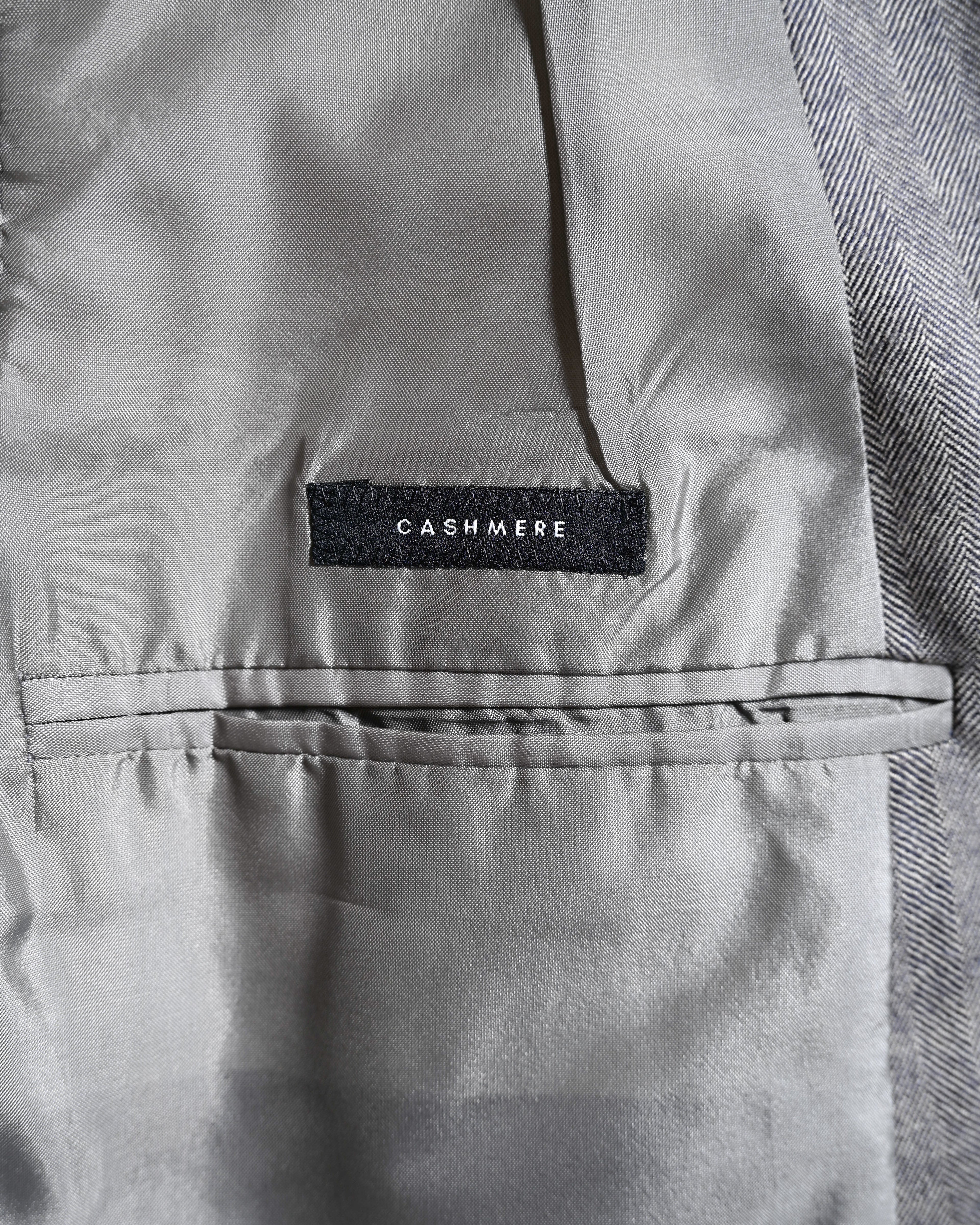 GIORGIO ARMANI/ Pure Cashmere Herringbone Oversized Tailored Jacket Gray