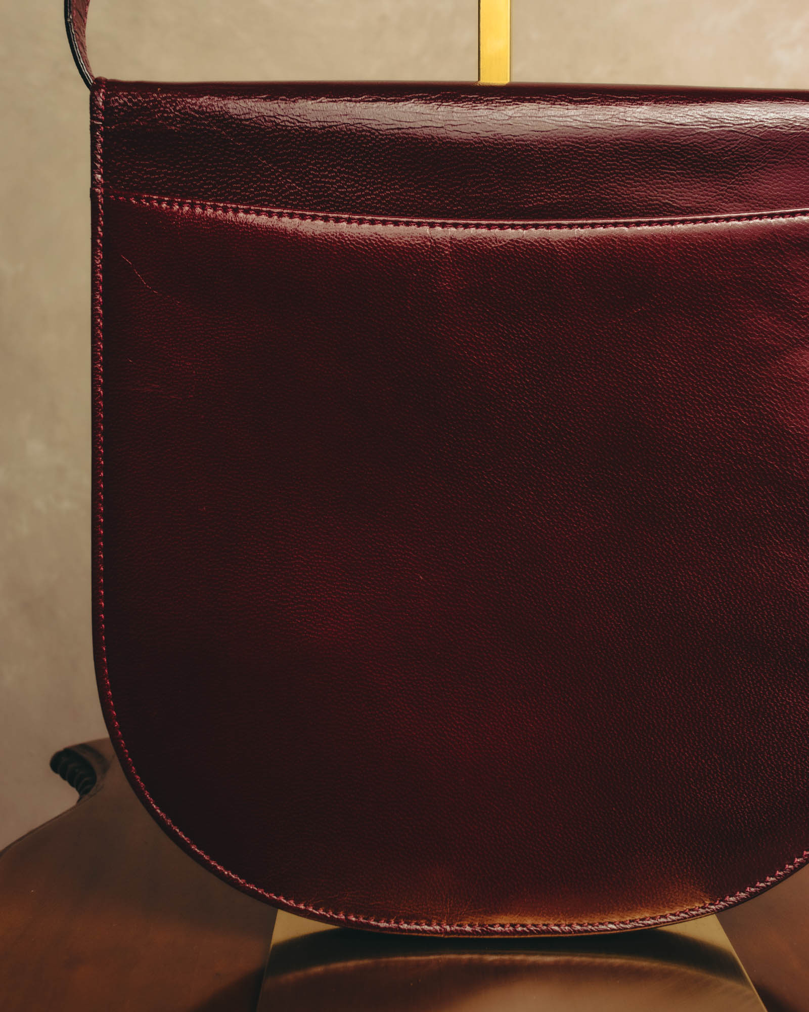 "Yves Saint Laurent" 80's-90's Burgundy embossed leather shoulder bag