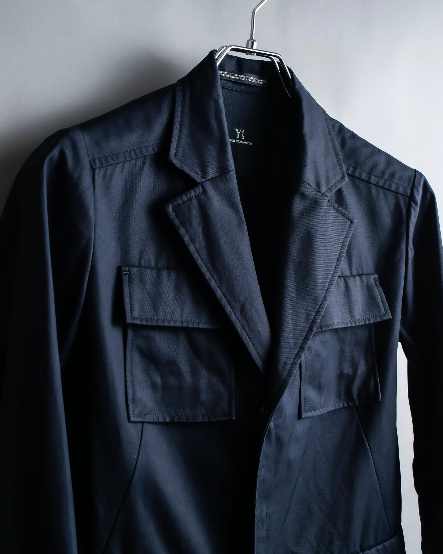 "Y's" 4 pocket military detail  black tailored jacket