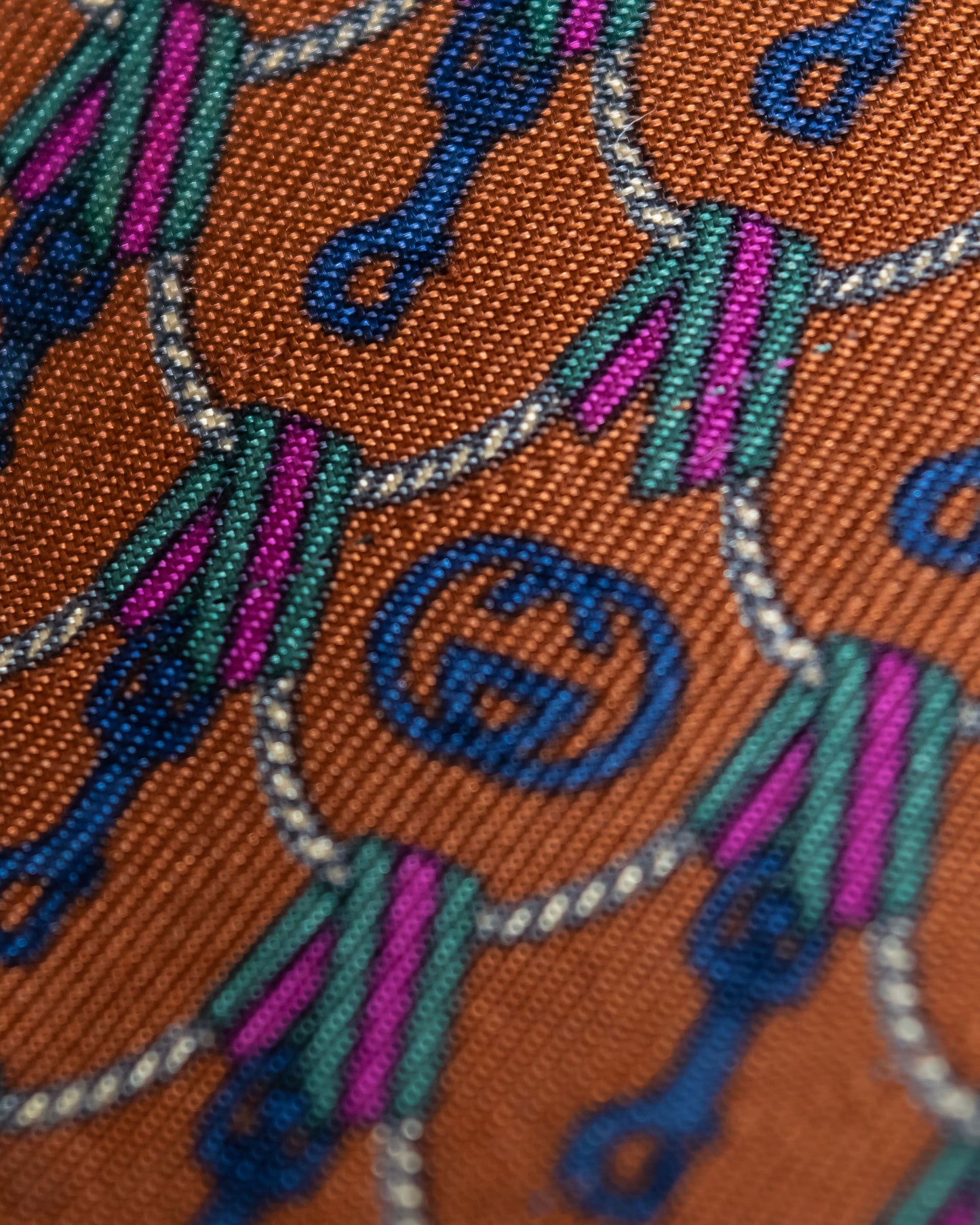 "GUCCI" Horsebit & GG pattern silk neck tie