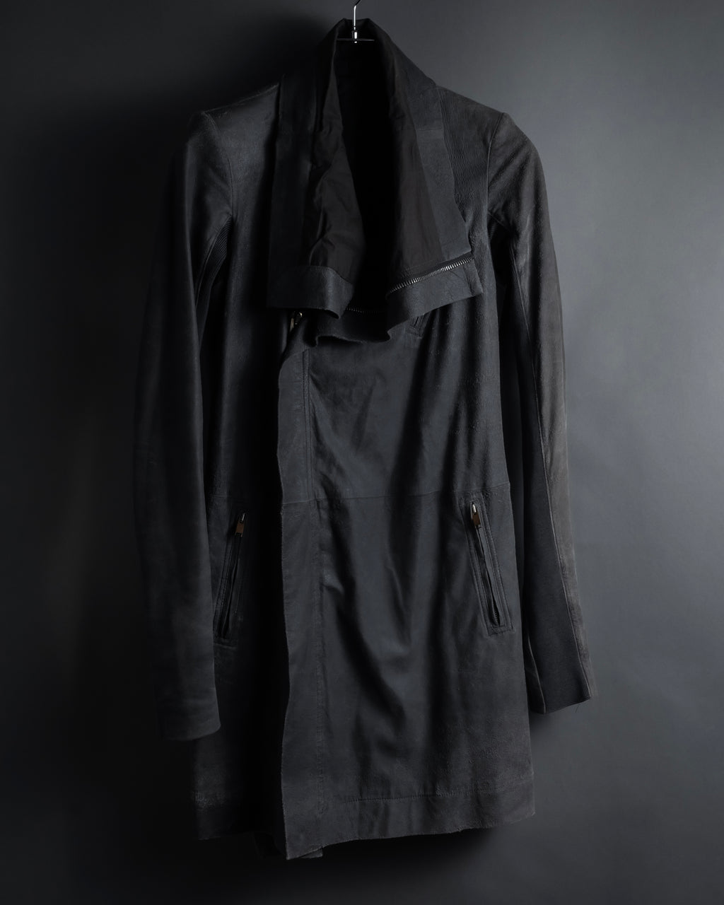 -SPECIAL- "Rick Owens" 13AW Ribbed leather zip-up jacket