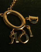 "Christian Dior" 90's-00's Gold tone logo charm pendant necklace