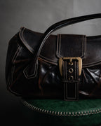 “CELINE” 00’s Buckled contrast stitch shoulder bag