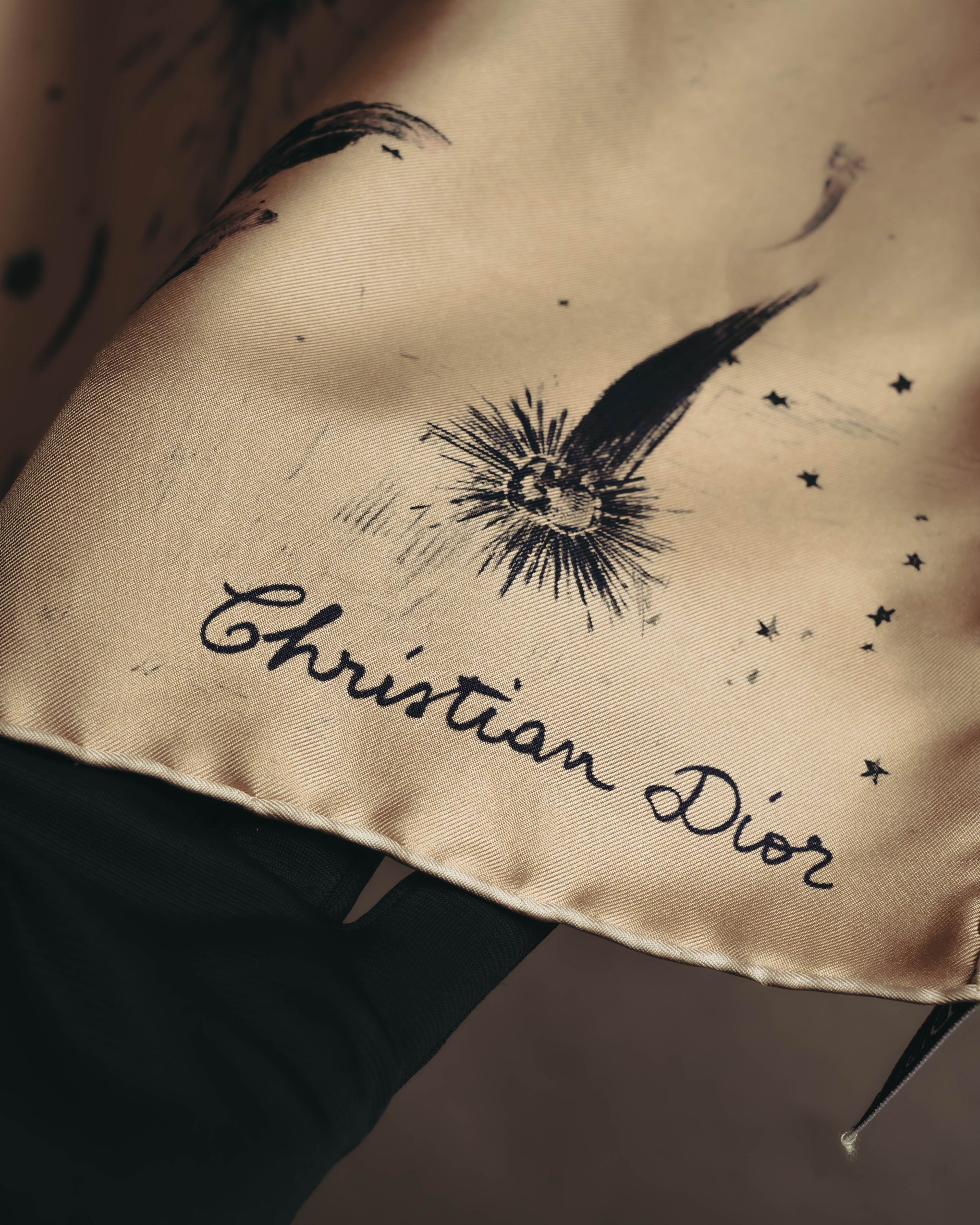 –SPECIAL– "Christian Dior" Celestial print silk square scarf