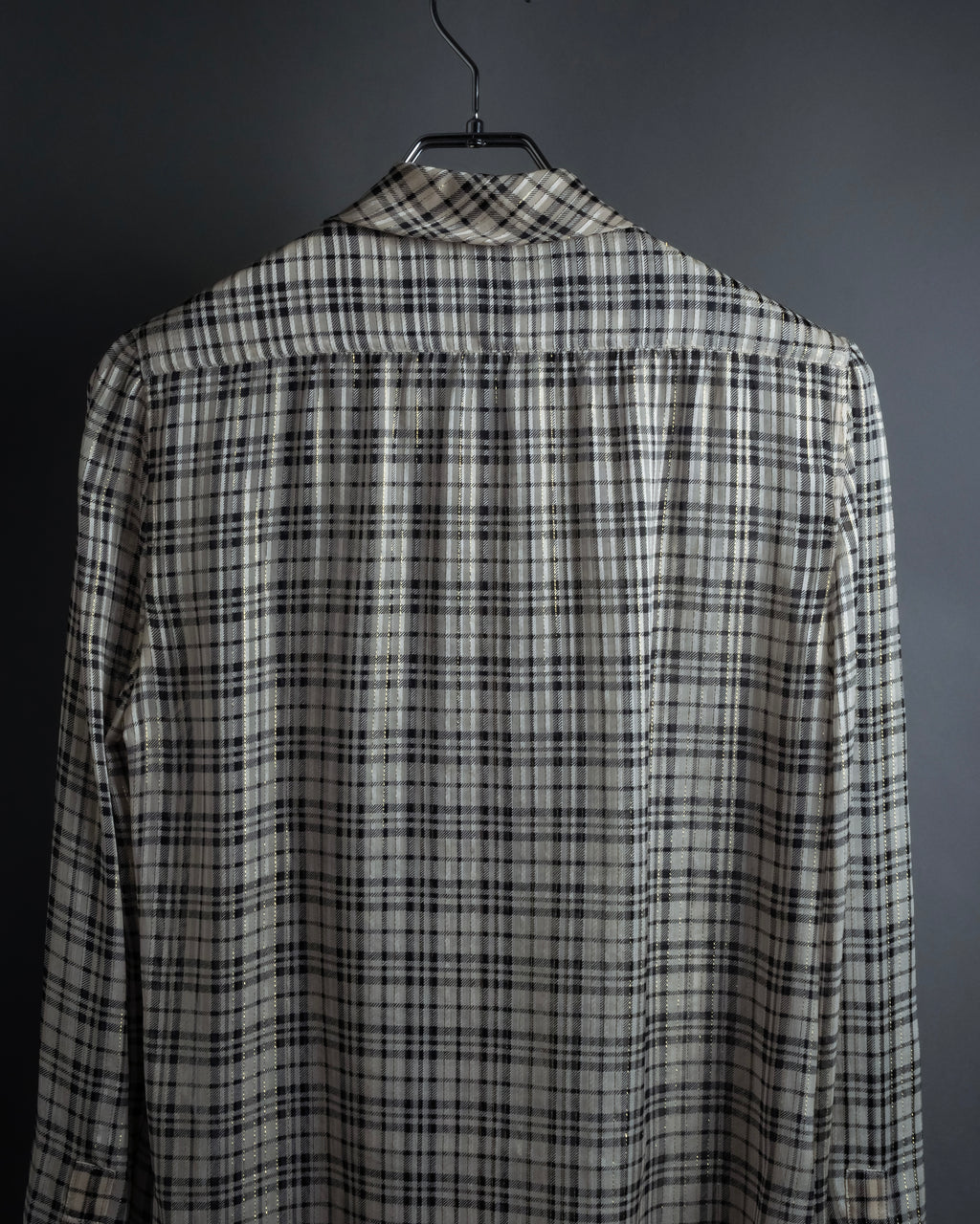 "Saint Laurent" Lame check pattern bow tie shirt