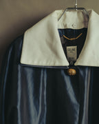 "CELINE" 70's-80's Dramatic contrast collar long coat