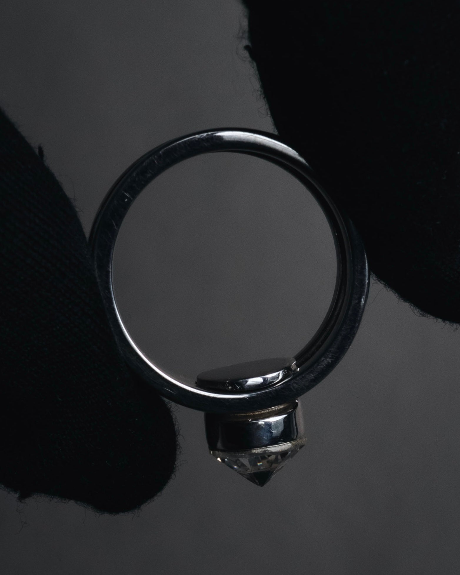 "Christian Dior" 00’s industrial solitaire crystal signet ring