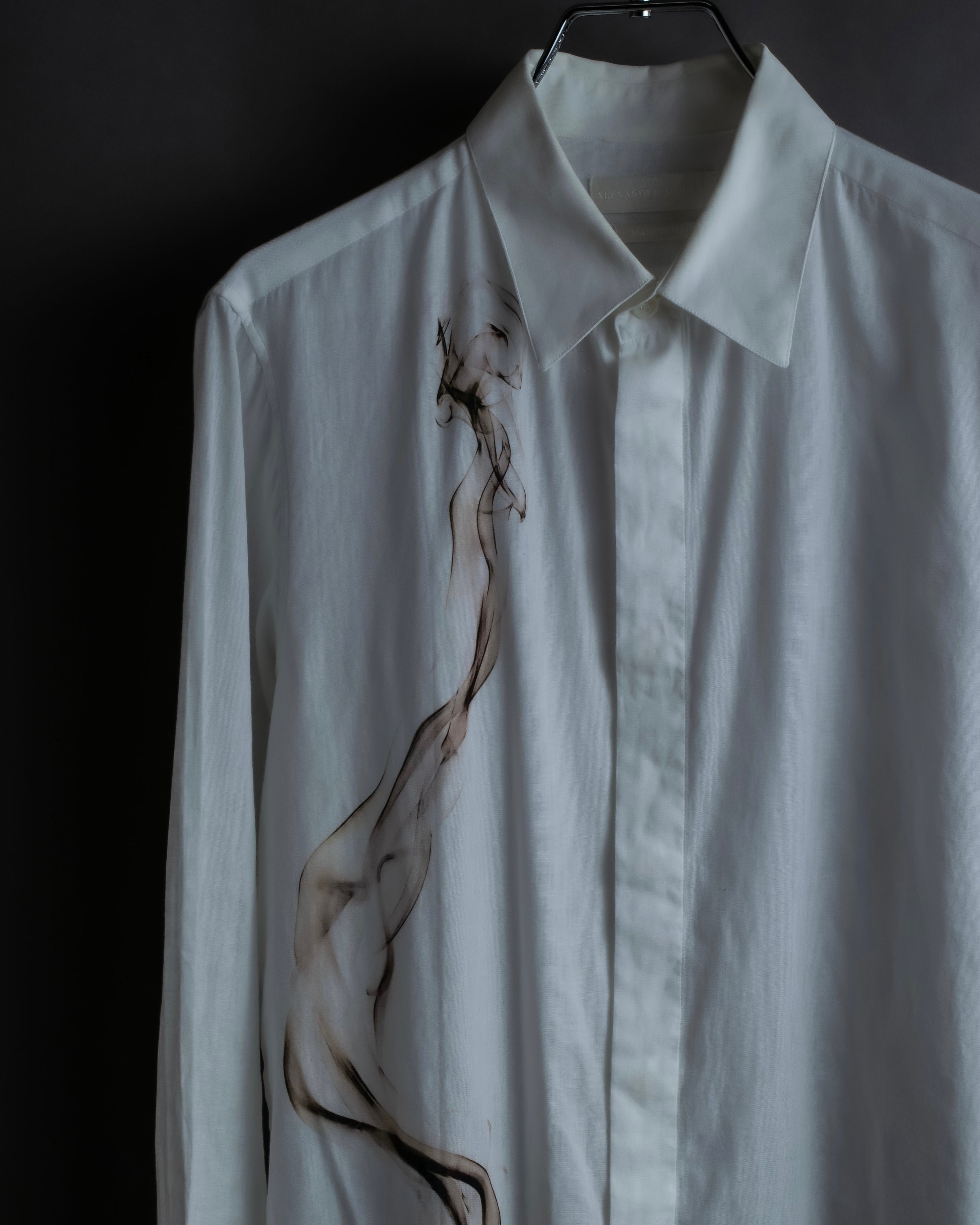 "Alexandar McQueen" Smoke art print cotton oversized shirt