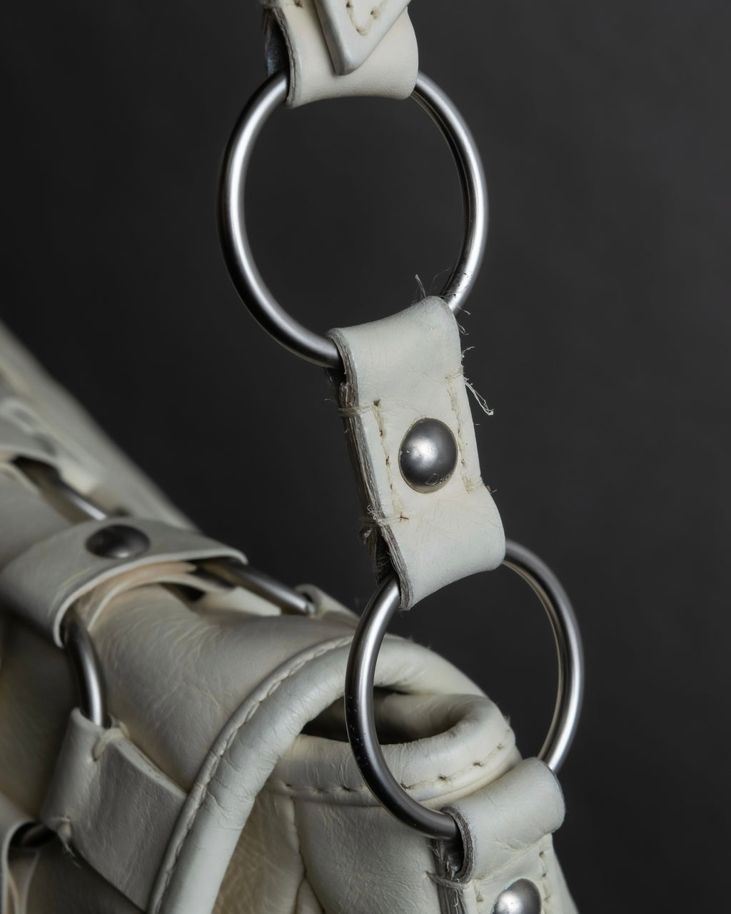 "Christian Dior" Metal ring leather combination design bag