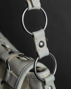 "Christian Dior" Metal ring leather combination design bag