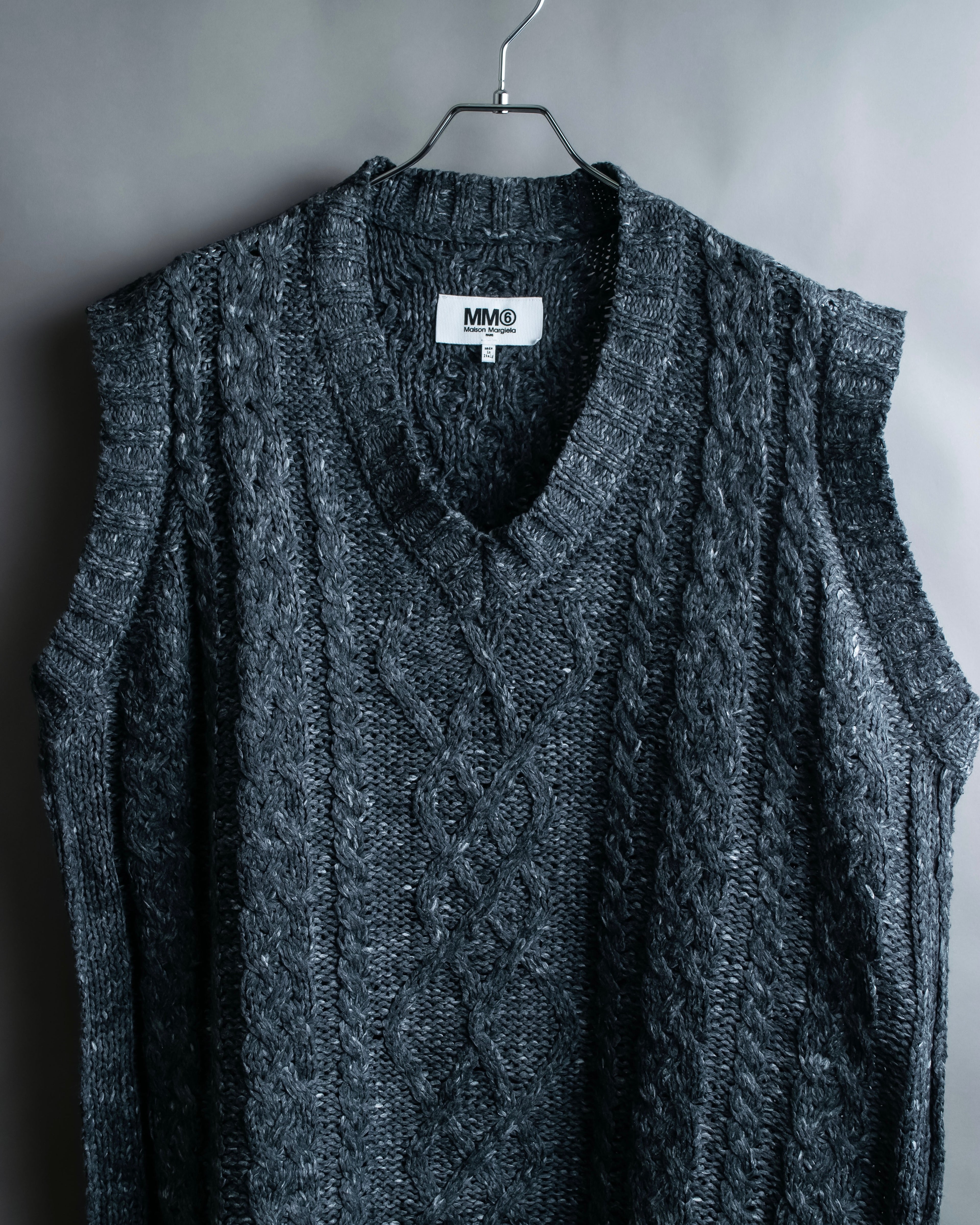 "MM6 MAISON MARGIELA" Cabled melange sleeveless knit