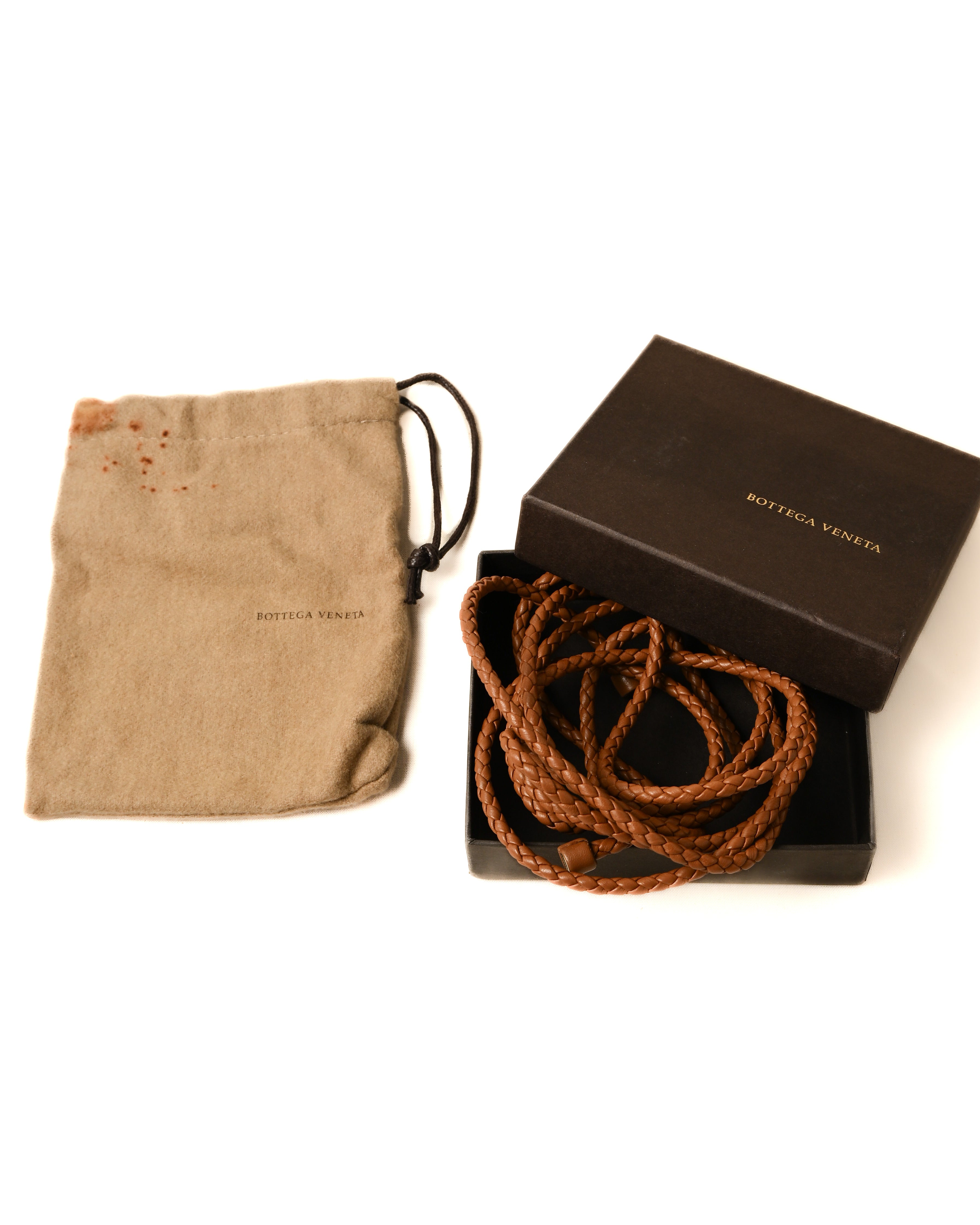 BOTTEGA VENETA/ Intrecciato Leather Belt Brown
