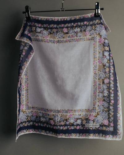 “YVES SAINT LAURENT” 80’s-90’s Floral border scarf