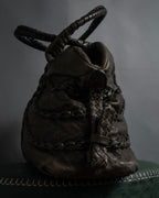 "FALORNI" Braided leather dome boston bag