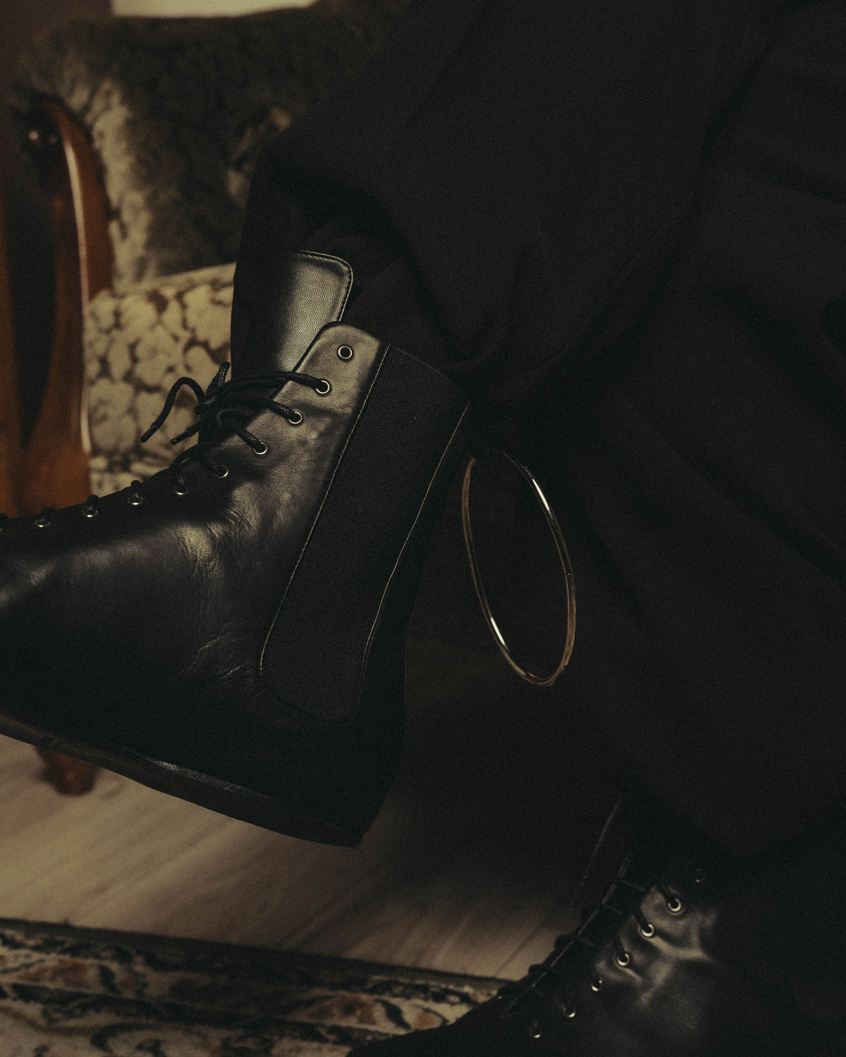 -SPECIAL- "JIL SANDER" 10's Sculptural gathered toe leather ankle boots
