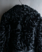 "HERMITAGE" Box silhouette double zipper fur blouson