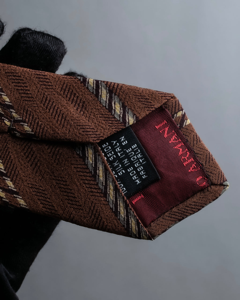 "GIORGIO ARMANI" Double line stripe pattern silk necktie