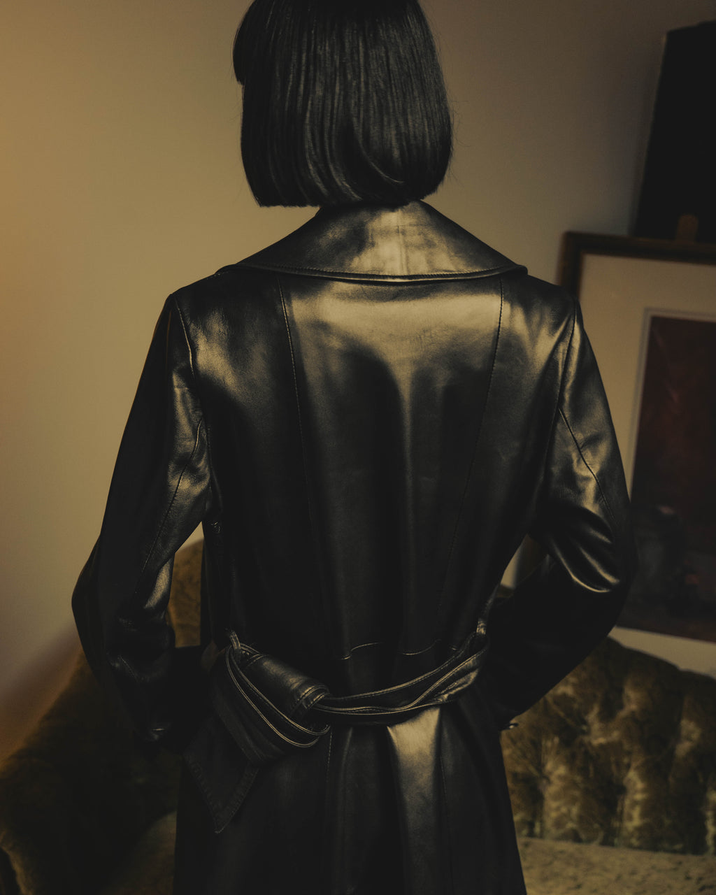 -SPECIAL- "BOTTEGA VENETA" 80's-00's Belted leather coat